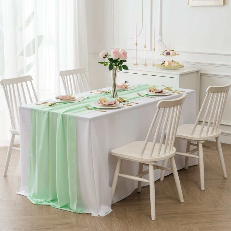flohar 6Pack 9ft Chiffon Table Runner 14x108 Inch Sheer Romantic
