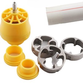 PVC thread Maker Tool for Electric Drill - Plastic Pipe Tap Die Set, Pipe Threader Kit, with 3 Dies,1/2", 3/4", 1", Pipe Threader Plumbing Tool for Professional Cutting & Pipe Threaders (1pcs)