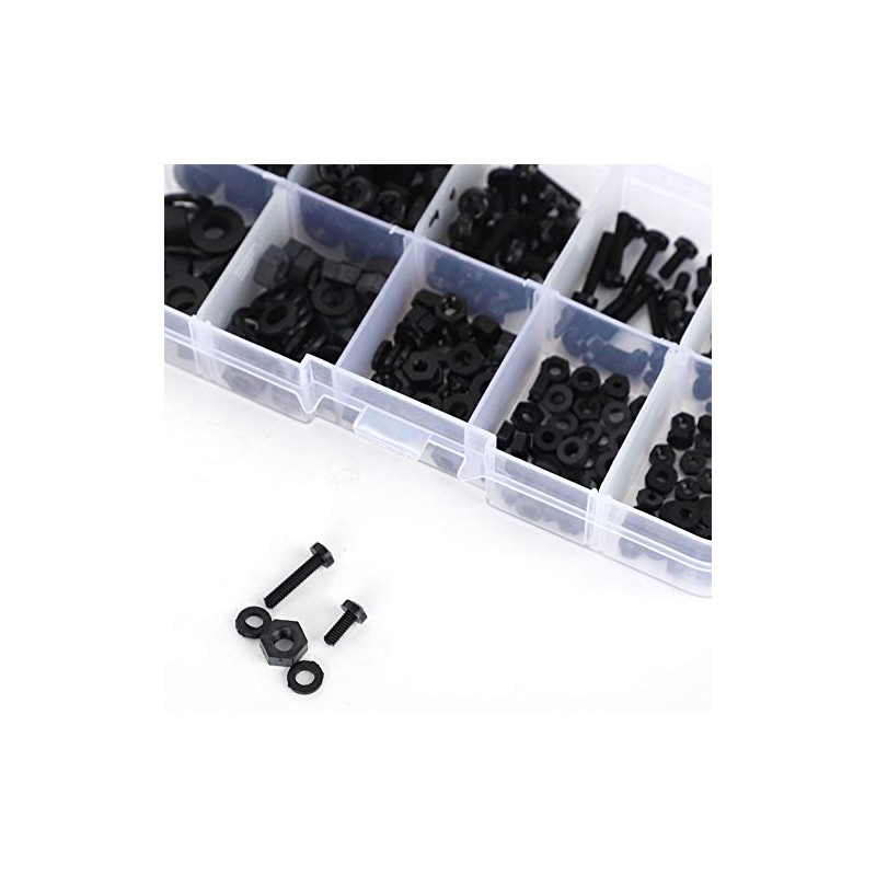 Vikye Tornillos multifunción Negro/Blanco Kit de Tornillo y Tuerca Industrial,