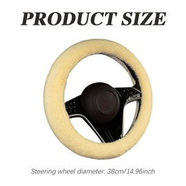 Mearo Car Steering Wheel Cover, Fluffy Steering Wheel Cover, Soft Warm Non-Slip Car Interior Accessories Fits 14.5-15 inches Outer Diameter Car Steering Wheel Universal for Car, SUV, Truck (Beige)