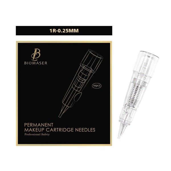 Cartridge Needles – BIOMASER 10PCS Sterilized Permanent Makeup Cartridge Needles Tattoo Needle Fits for Permanent Makeup Machine Pen T100 P1 X1 for Eyebrow Eyeliner Lip (1R-0.25MM)