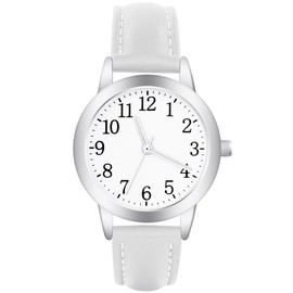 Vicloon Women's Watch, Analog Quartz Watch, Leather Strap Easy Read Tone Watch Premium Fashion Wrist Watch for Women Ladies Girls (White)