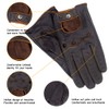 Mens Touchscreen Unlined Leather Driving Gloves,Brown/Camel,L