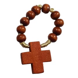 KVN Finger Rosary Wooden Beads Light Brown