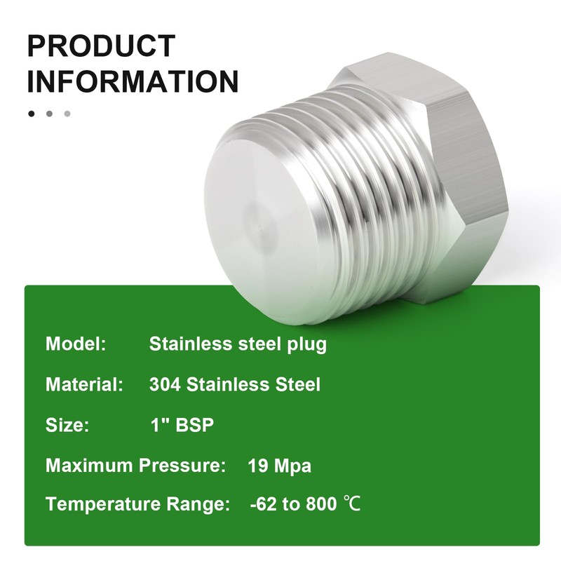 TAISHER 2 Pcs Stainless Steel Outer Hex Thread Socket Pipe