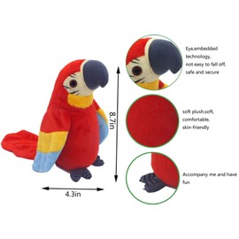 xiulifeifei Talking Parrot Plush Toy, Repeat What You Say Funny Kids Stuffed Toys, Birthday Gift Kids Early Learning Animal Toy Electronic Toy