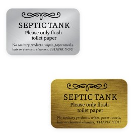 imprue Septic Tank Sign – "Please Only Flush Toilet Paper" – 3.5 x 5.5 Inches - Gold