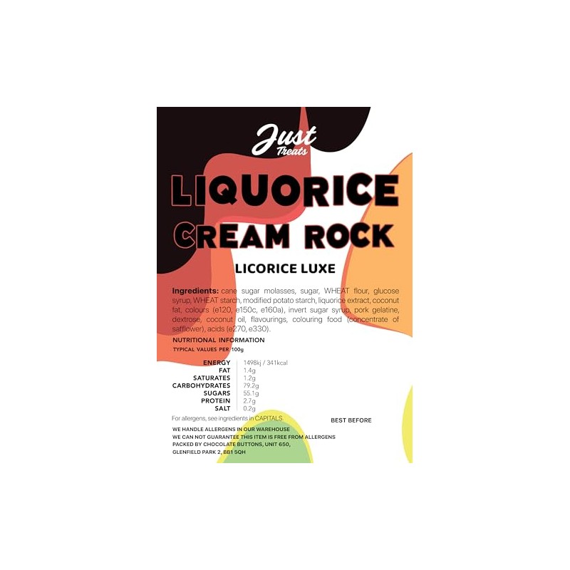 Just Treats Liquorice Cream Rock (500g Share Bag)