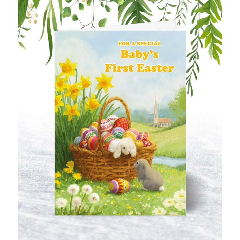 Baby 1st Easter Card - Hoppy Easter - Medium Sized