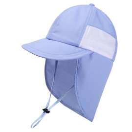 Baby Sun Hat with Neck Flap UPF 50+ Infant Baby Boys Girls Summer Beach Cap for Traveling Swim Fishing Sky Blue 6-24 Months