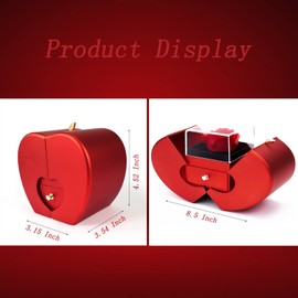 Preserved Red Rose Openable Apple-Shaped Storage Box with Angel Wing Jewelry Necklace for Women, Valentines Day Mothers Day Christmas Anniversary Birthday Gifts for Mom Wife Girlfriend