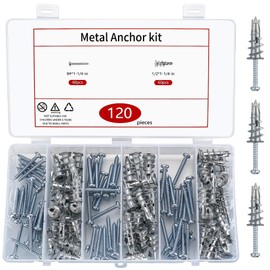 NHALESBG 120 Pcs Self Drilling Plasterboard Fixings Raw Plugs and Screws, Cavity Wall Screws and Drywall Anchors, Metal Plaster Boarding Screws Fixings Kits Heavy Duty (3 pointed tips)