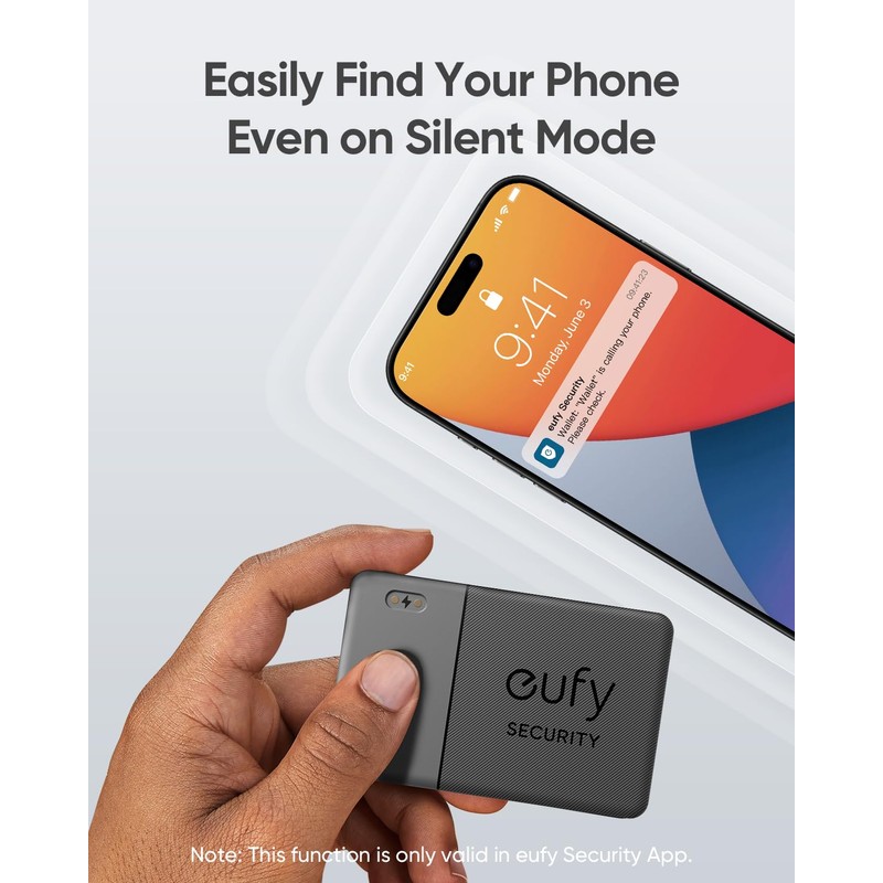 eufy Security SmartTrack Card E30 (Black, 1-Pack), Rechargeable, Works with