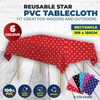 Table Cloth PVC Star Print Waterproof Reusable 108 x 180cm