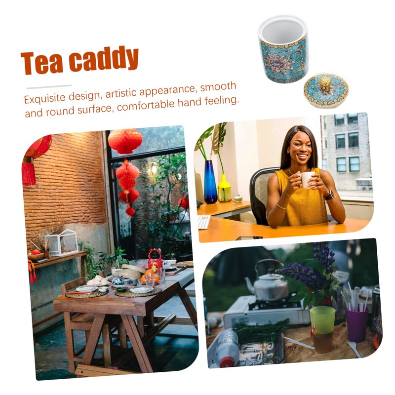 Mikinona Matcha Container Chinese Tea Ceramic Tea Storage Sealing Lid