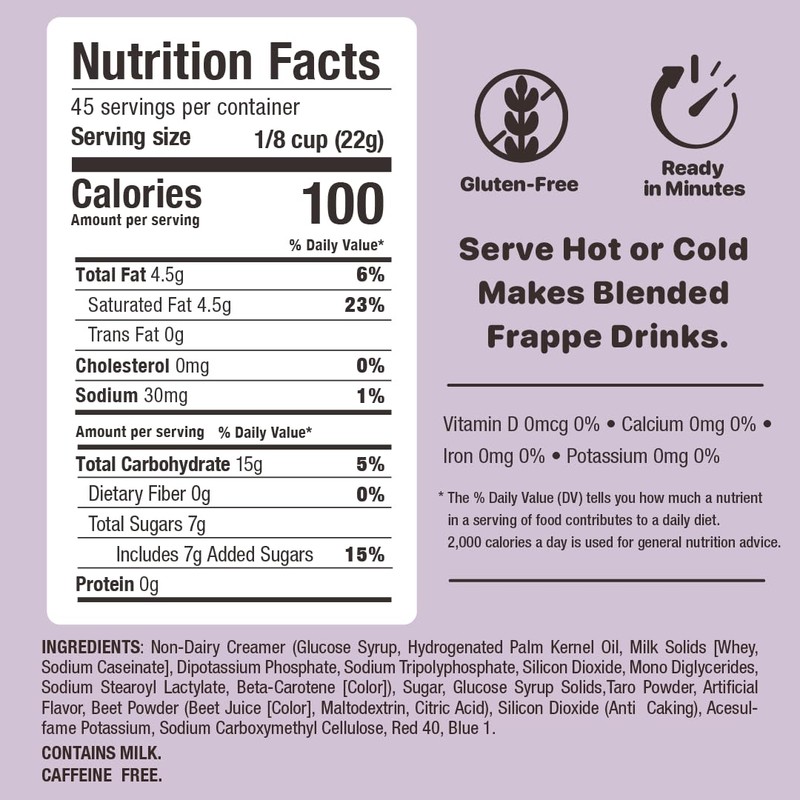 YULU FOODS Taro Milk Tea 2.2 Lb (1 Count), Powdered