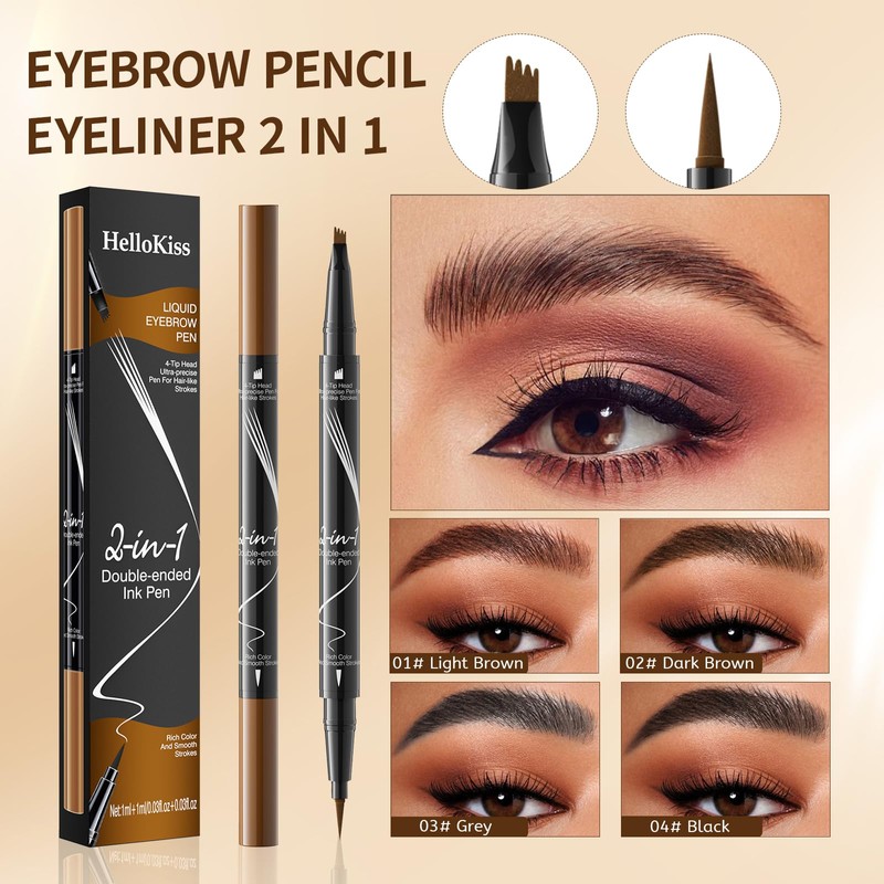 Magic Eyebrow Pencil, Microblading Eyebrow Pen, 2-in-1 Waterproof Eyebrow Pencil