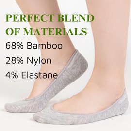 Zeltauto Women No Show Sock Invisible Socks Non Slip Bamboo Liner Low Cut Sock for Ladies Casual (6Pairs White, M (6-8))