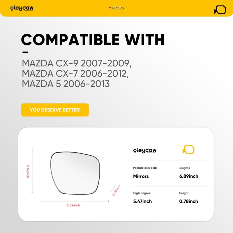 Passenger Side Mirror Replacement for Mazda CX-9 2007-2009, CX-7 2006-2012,