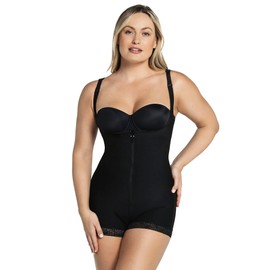 Leonisa Open Bust Tummy Control Body Shaper For Women - Butt Lifting Compression Shapewear Bodysuit, Black