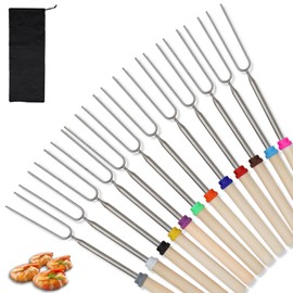 12 Pack Marshmallow Toasting Forks, Extendable Roasting Sticks Kit for Camping, Picnic, Bonfire, Fireplace Telescoping Marshmallow Toasting Kits for Fire Pit Accessories