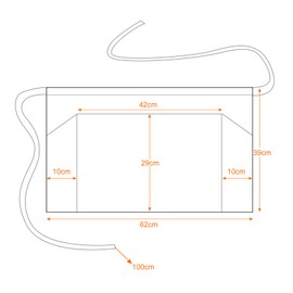 GWHOLE Schürze Kochschürze Bistroschürze Halbschürze 62,5 x 44,5 cm Schwarz