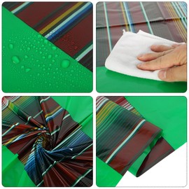 Oudain 6 Pcs Fiesta Tablecloth 108 x 54 Inch Plastic Tablecover Waterproof Mexican Tablecloth Mexican Striped Table Cover for Taco Night Festive Mexican Fiesta Wedding (Green,White,Red)