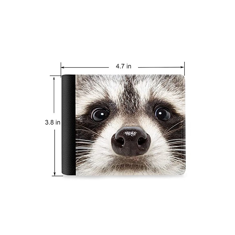 Trofung (Raccoon Face Muzzle Front Pocket Slim Bifold Leather Wallet