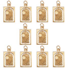 COGCHARGER 10 Pcs Rectangle Charm Rectangle with Sun Brass Charm Pendants Long-Lasting Plated Pendants for Jewelry Necklace Bracelet Making Crafts