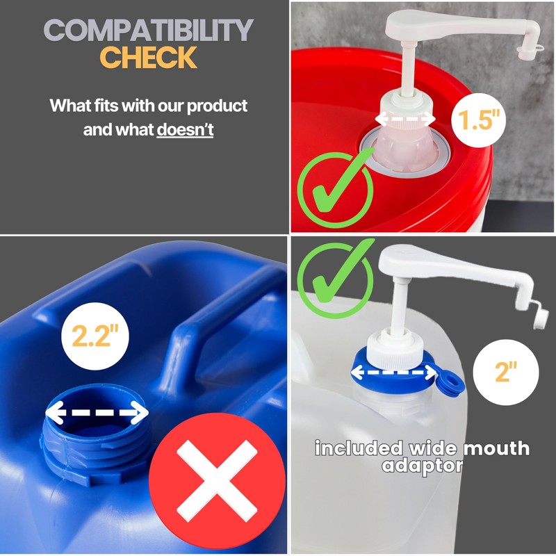Pump for Gallon Jug & 5 Gallon Bucket, Leakproof Heavy