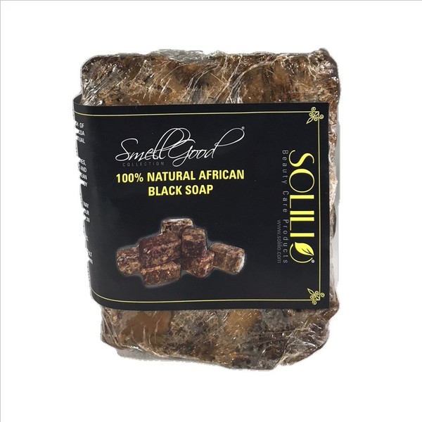 SmellGood - African Black Soap, totally natural, best quality, raw and organic soap, great for body and face wash, imported from Ghana, 8oz bar, 3 Units Set