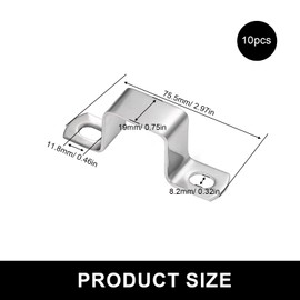 HERKINDNESS Pack of 10 Square Pipe Clamp, 304 Stainless Steel Pipe Bracket, 25 x 25 mm Pipe Bracket Wall, Square Bracket Clamp, for Fixing Water Pipes, Cable Pipes, Gas Pipes