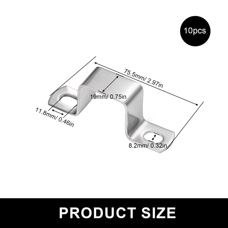 HERKINDNESS Pack of 10 Square Pipe Clamp, 304 Stainless Steel
