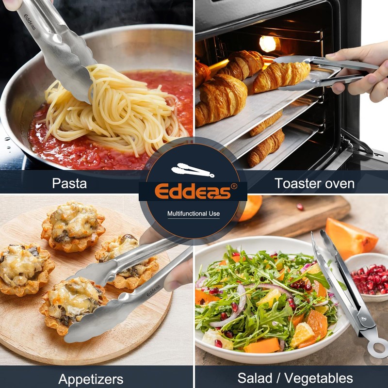 Eddeas 2 Pcs 7 Inch Small Tongs, Heavy Duty Stainless
