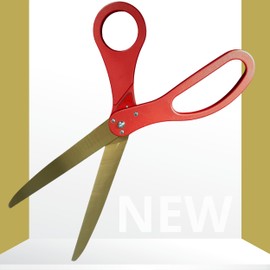 Large Novelty Ribbon Cutting Scissors – Giant Red Scissors 25'' with Golden Blades for Ribbon Cutting Ceremony Heavy Duty Giant Ribbon Cutting Scissors for Inauguration Ceremonies & Special Events