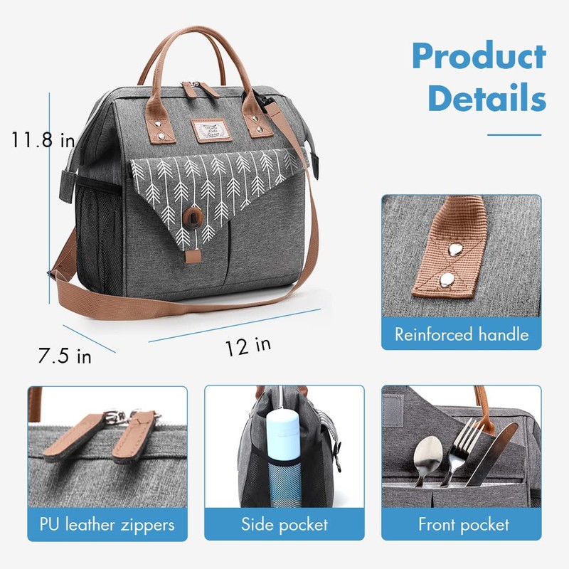 Lekesky 16L Cool Bag Lunch Bag with Shoulder Strap, Small