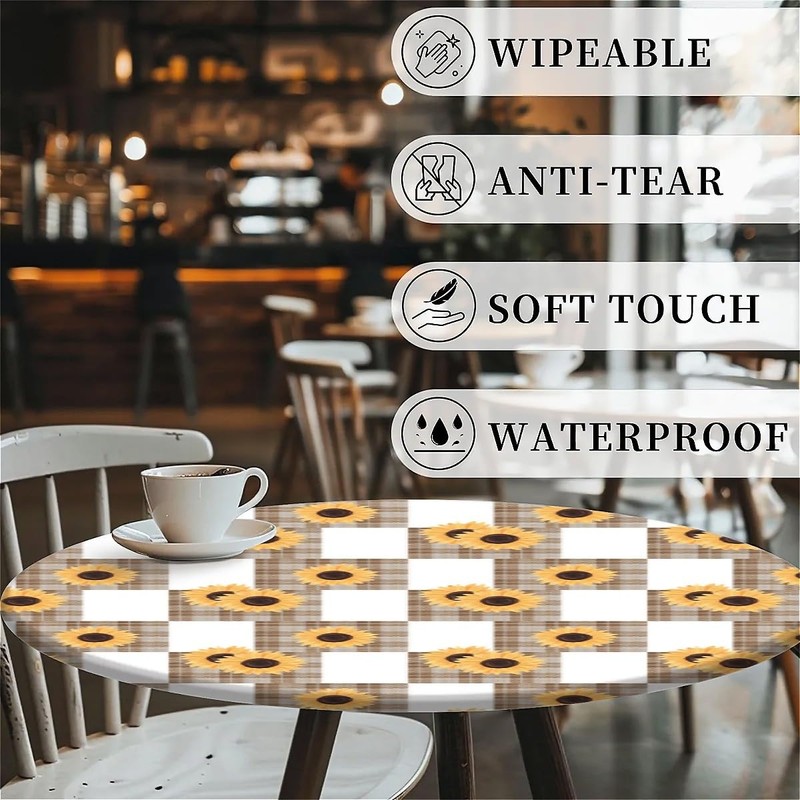 Outdoor round tablecloth with elastic band, diameter 52 inches (130