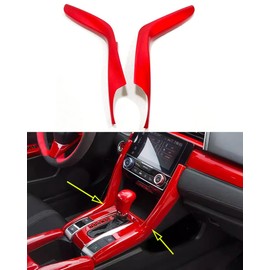 ANUNFRRE Car Accessories Fit for Honda Civic 10th Gen 2016-2020 ABS Interior Gear Shift Molding Strip Cover Trim （Red） 2PCS Set