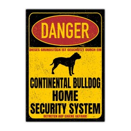 Continental Bulldog Conti Dog Sign Danger Security System Door Sign Dog Sign Warning Sign