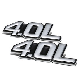 Auto Dynasty 2 x Metal Emblem Decal Logo Trim Badge 4.0L (Black & Silver)