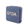 Jada GY-W291 Round Zipper Bifold Wallet with Rhinestone Logo, blue