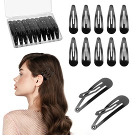 42 Pcs Black Metal Snap Hair Clips, 2 Inch Hair Barrettes Hair Accessories for Women Girls