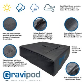 Gravipod 18" Square Umbrella Base Weight Bag - Adds Support for Offset and Patio Umbrellas - Fits Most Cantilever Stands, Up to 110 lbs Sand Fill - Easy Setup and Durable - 510906U