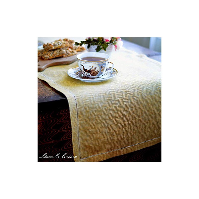 Linen & Cotton Scandi Luxury Hemstitched Table Runner, 100% Linen