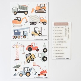 FERFLEX - Magnetic Educational Game for Children - Construction Site Machines FR - Can be Used on All Magnetic Surfaces - Game for Children 3 Years - 39 Magnets