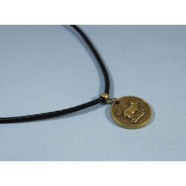 'Gang of Twelve' Animal of the Chinese Zodiac, Brass Medallion on Leather Cord Necklace, 30 Inches (Ram/Goat/Sheep)