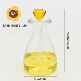 MuginoHo Honey Jar with Dipper and Lid Glass Honey Pot Container Dispenser for Home Kitchen Store Honey and Syrup, Unique Beehive Shape Honeypot (17 * 9cm)