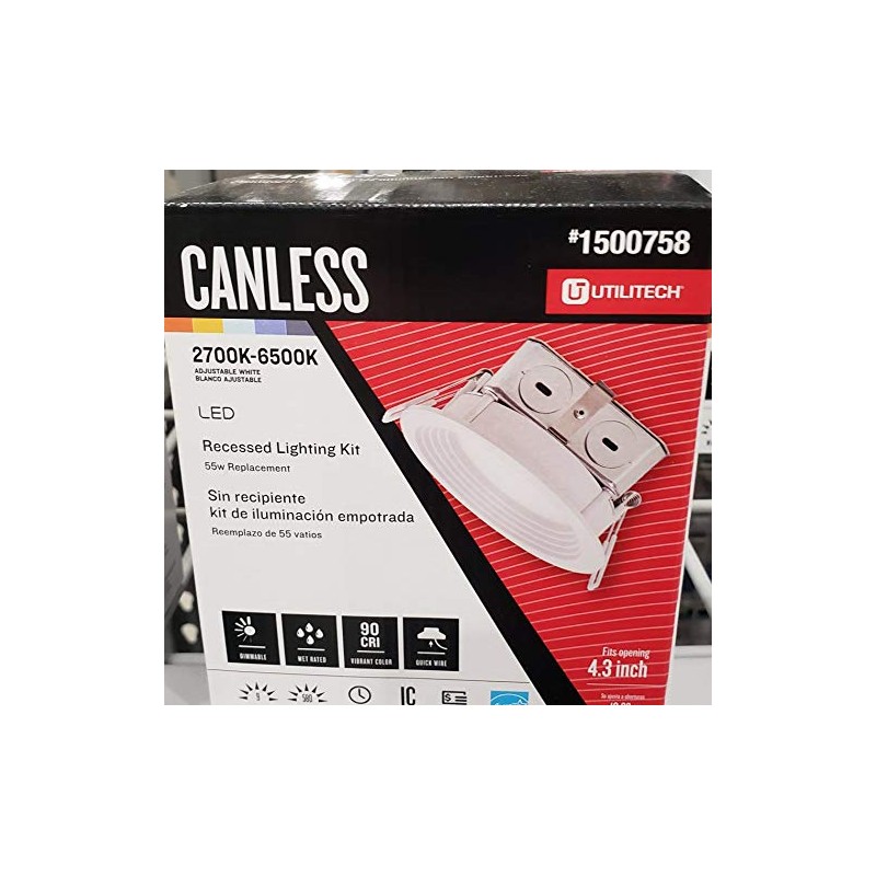 Utilitech Color Changing 4-in 55-Watt Equivalent White Round Dimmable Recessed