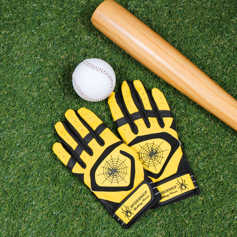 Spidergrip Nonslip Batting Gloves (Yellow Black, M)