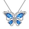 Aurora Tears Butterfly Necklace 925 Sterling Sliver September Birthstone Blue